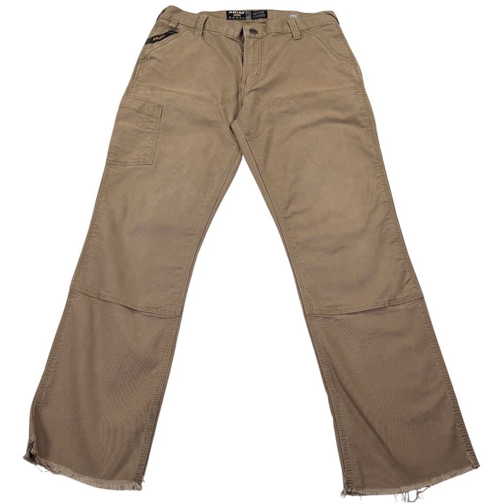 Ariat Rebar Work Pants Mens 33x32 Tan Relaxed Straight Utility Stretch